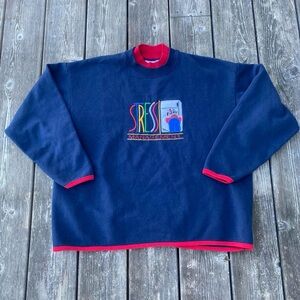 Vintage 90s MCCC Stress Management Navy & Red Crewneck Sweatshirt Sz L